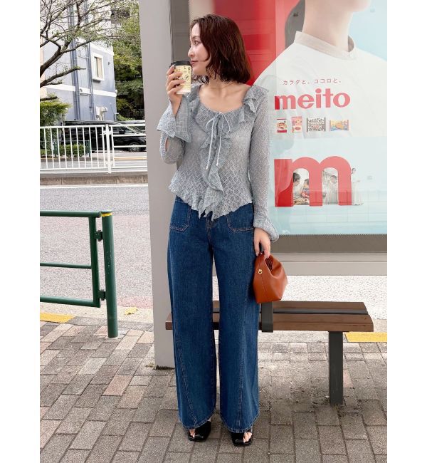 LAGUNAMOON「パッチポケットセミワイドデニムパンツ」|デニム|