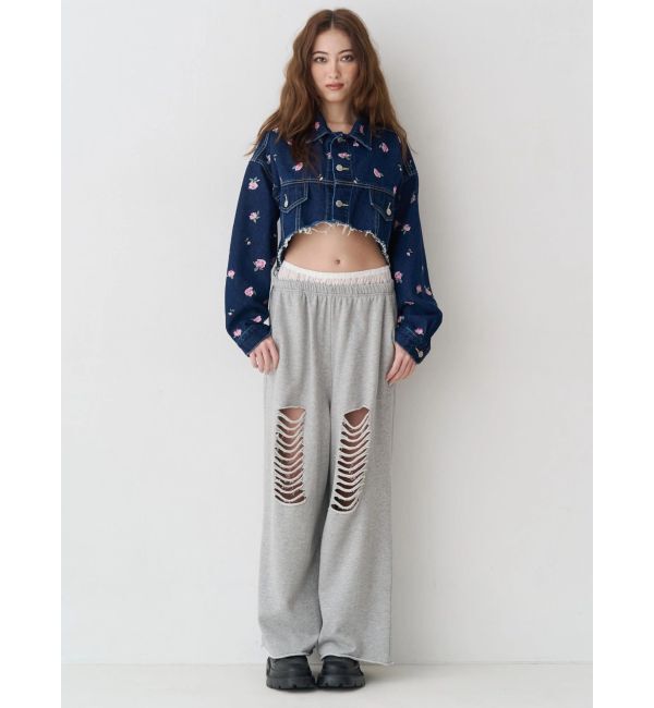 EVRIS「レースドッキングダメージスウェットワイドパンツ【セットアップ着用可能】」|その他|