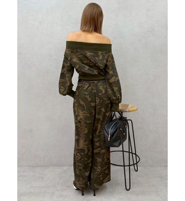 EVRIS「レースドッキングダメージスウェットワイドパンツ【セットアップ着用可能】」|その他|