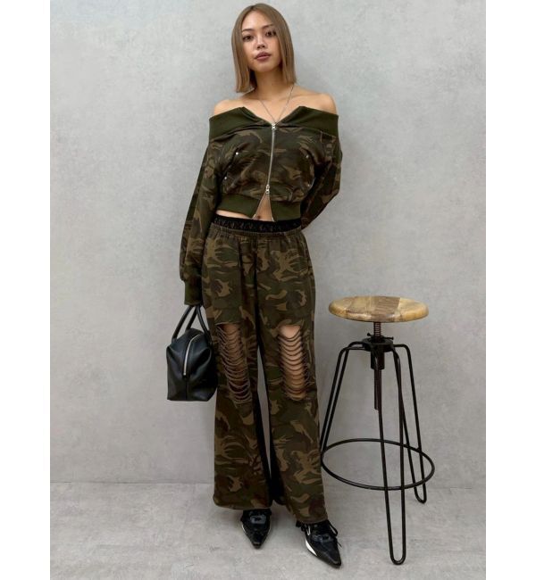 EVRIS「レースドッキングダメージスウェットワイドパンツ【セットアップ着用可能】」|その他|