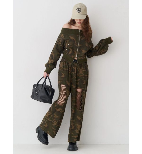 EVRIS「レースドッキングダメージスウェットワイドパンツ【セットアップ着用可能】」|その他|