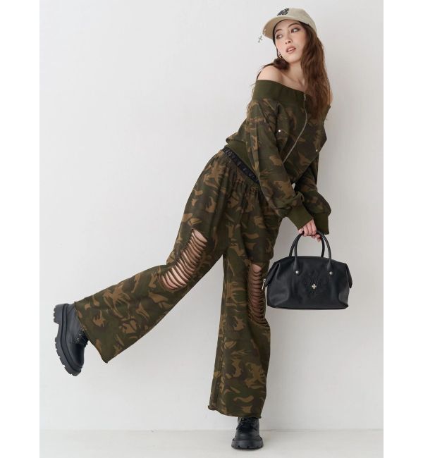 EVRIS「レースドッキングダメージスウェットワイドパンツ【セットアップ着用可能】」|その他|