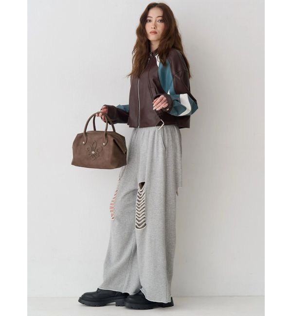 EVRIS「レースドッキングダメージスウェットワイドパンツ【セットアップ着用可能】」|その他|