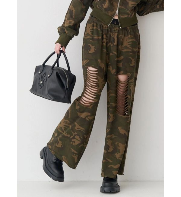 EVRIS「レースドッキングダメージスウェットワイドパンツ【セットアップ着用可能】」|その他|ミックス