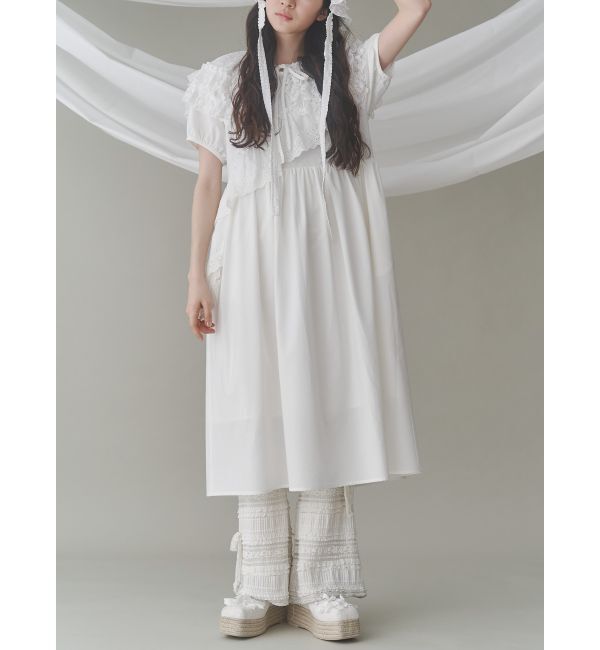 merry jenny「フリルコットンワンピース」|ワンピース|オフホワイト