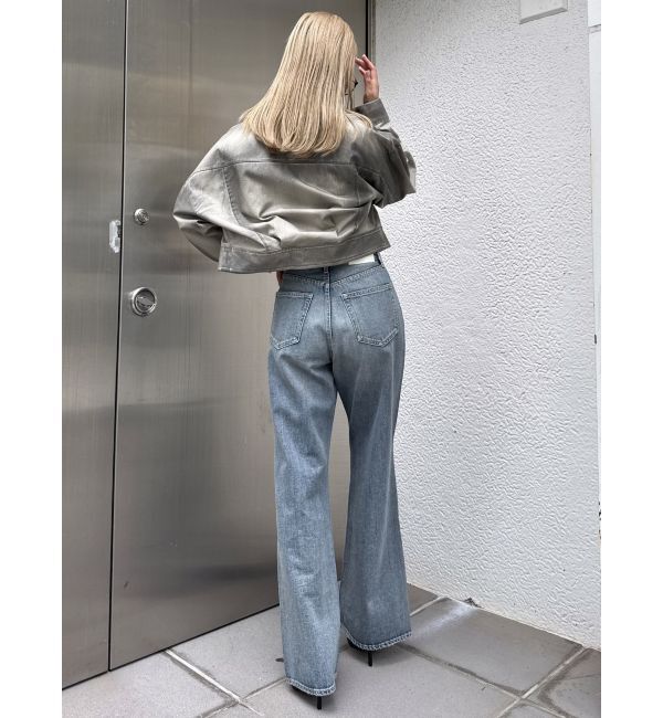 GYDA「ハイウエストKNEEダメージbijouワイドデニムパンツ」|デニム|