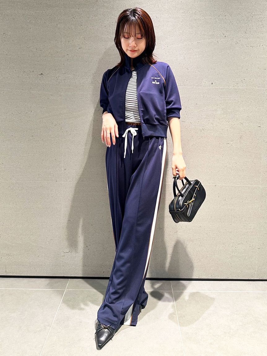 LILY BROWN「【LILY BROWN&times;MARY QUANT】デイジー刺繍セミフレアトラックパンツ」|チノ|