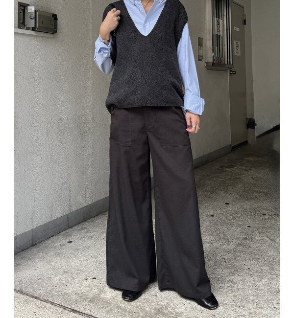 Lbc with Life「リネン混ベイカーワイドパンツ」|その他|チャコール