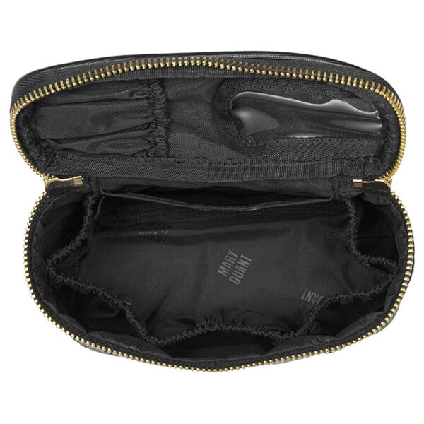  「マリークヮント シンプルエンボスデイジーバニティ ブラック 本体 (H10&times;W16.5&times;D7cm、持ち手12cm)」|コスメ雑貨|