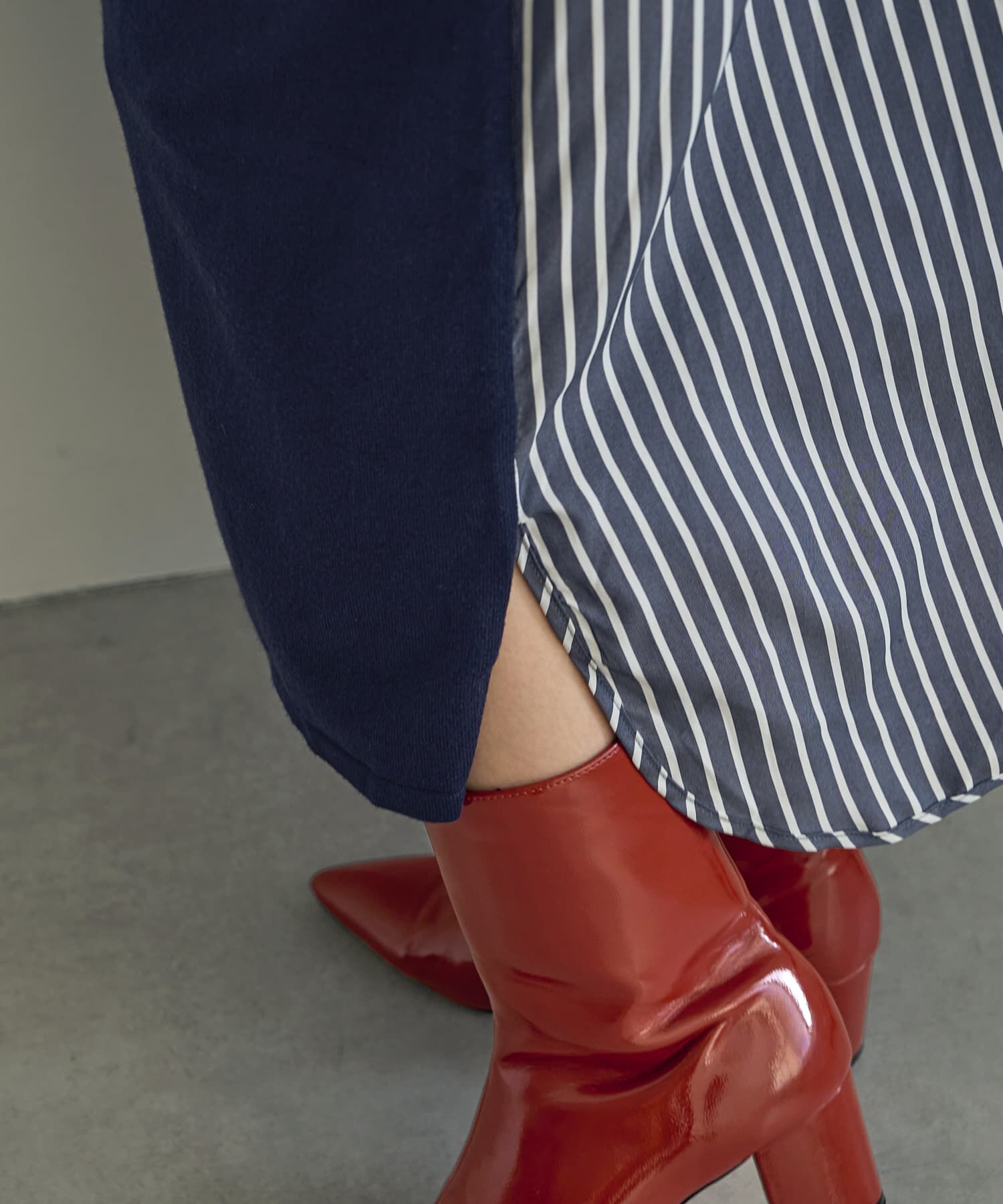 STYLE DELI「スムースハイゲージシャツ生地コンビワンピース」|ワンピース|