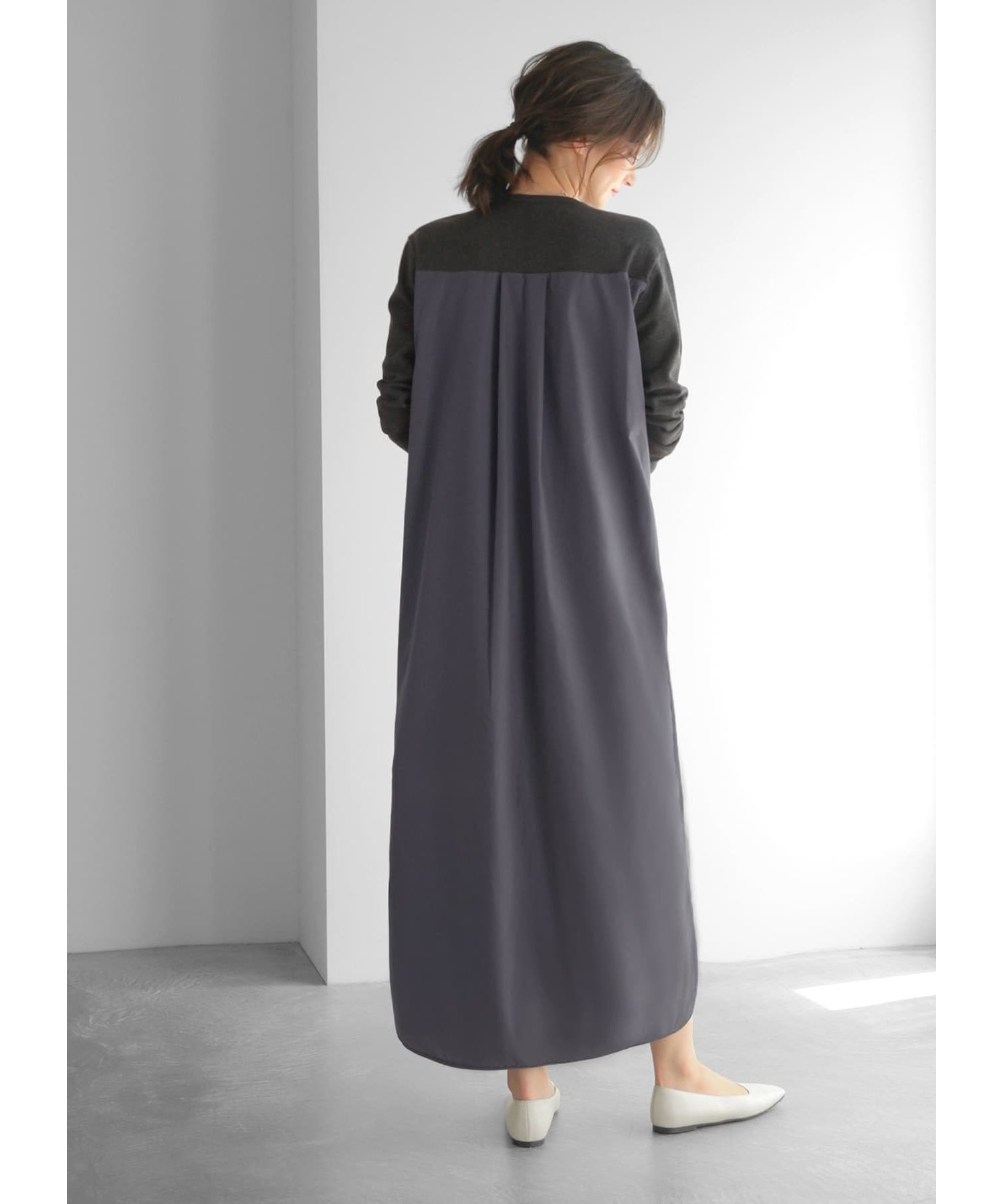 STYLE DELI「スムースハイゲージシャツ生地コンビワンピース」|ワンピース|