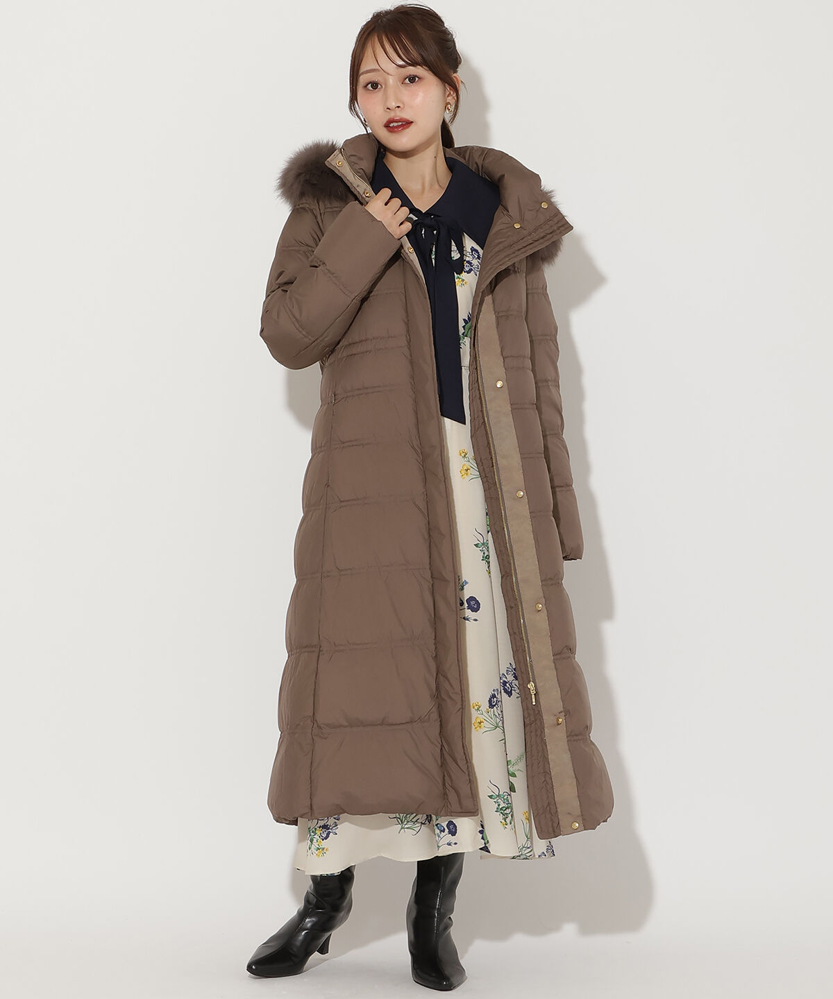 アンドクチュール「FOXファー付きスーパーロングダウン」|ダウン|