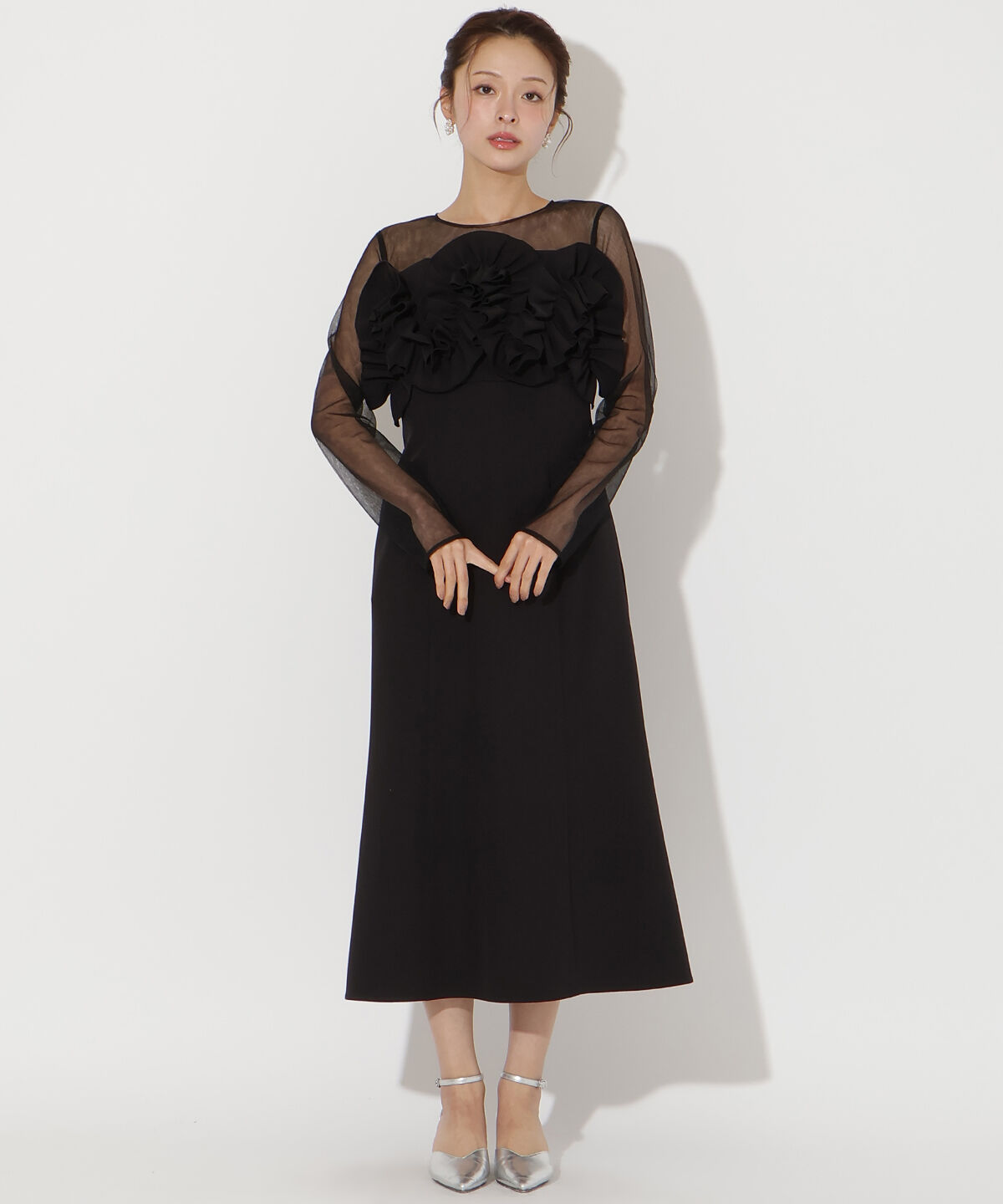 アンドクチュール「ボリュームフリルドレス」|ドレス|ブラック