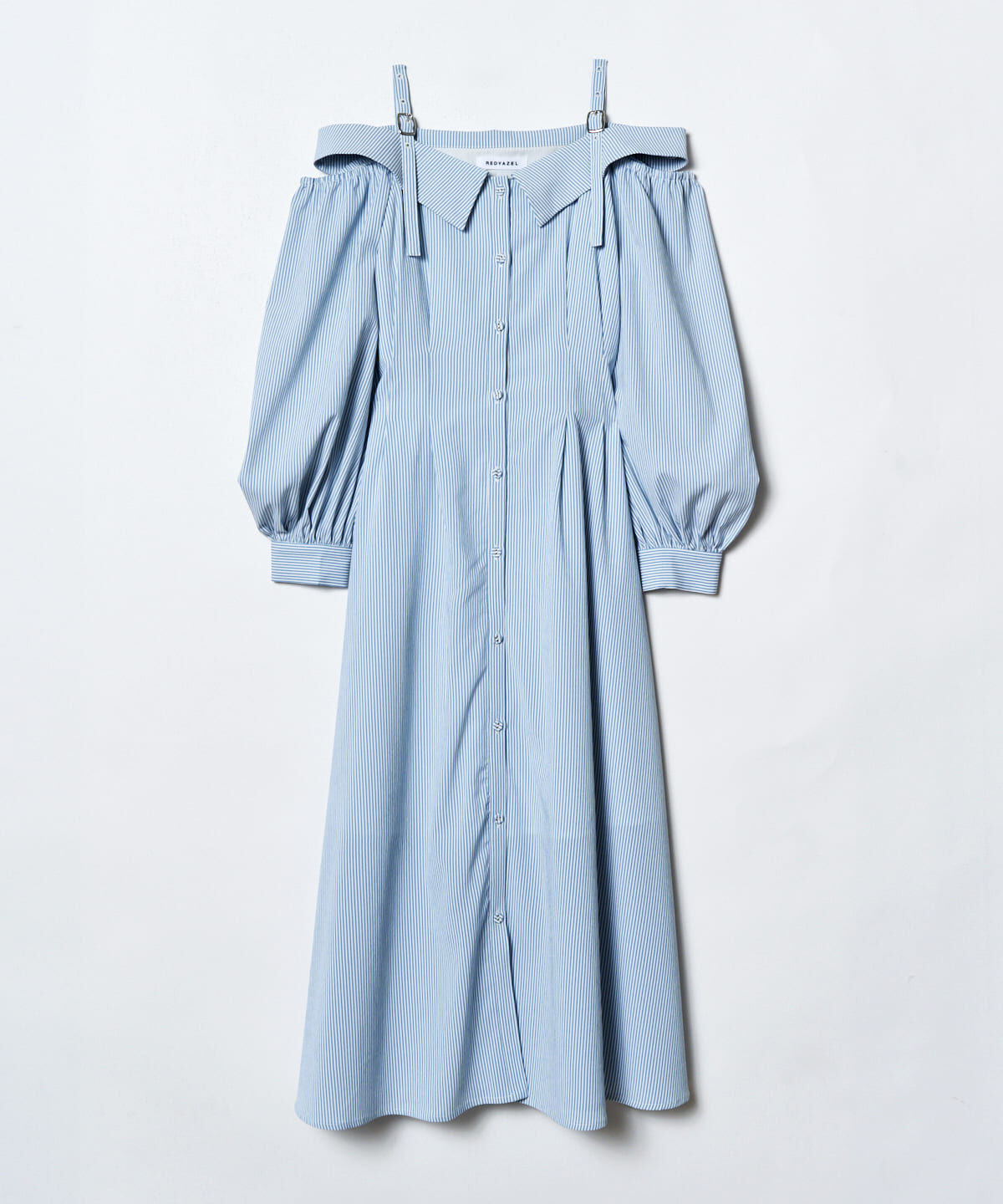 REDYAZEL「肩あきストライプシャツワンピース」|ワンピース|