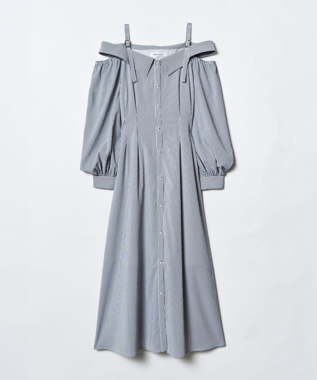 REDYAZEL「肩あきストライプシャツワンピース」|ワンピース|
