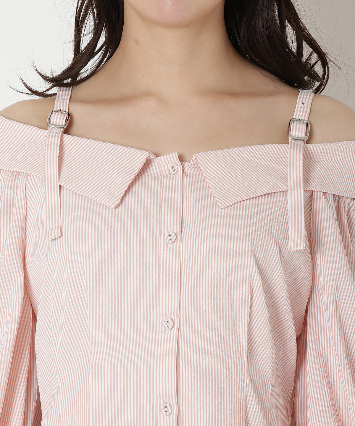 REDYAZEL「肩あきストライプシャツワンピース」|ワンピース|