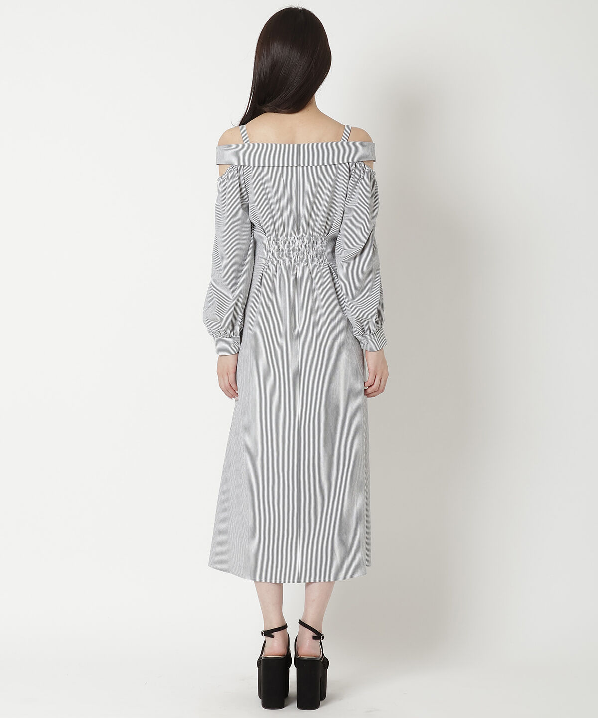 REDYAZEL「肩あきストライプシャツワンピース」|ワンピース|