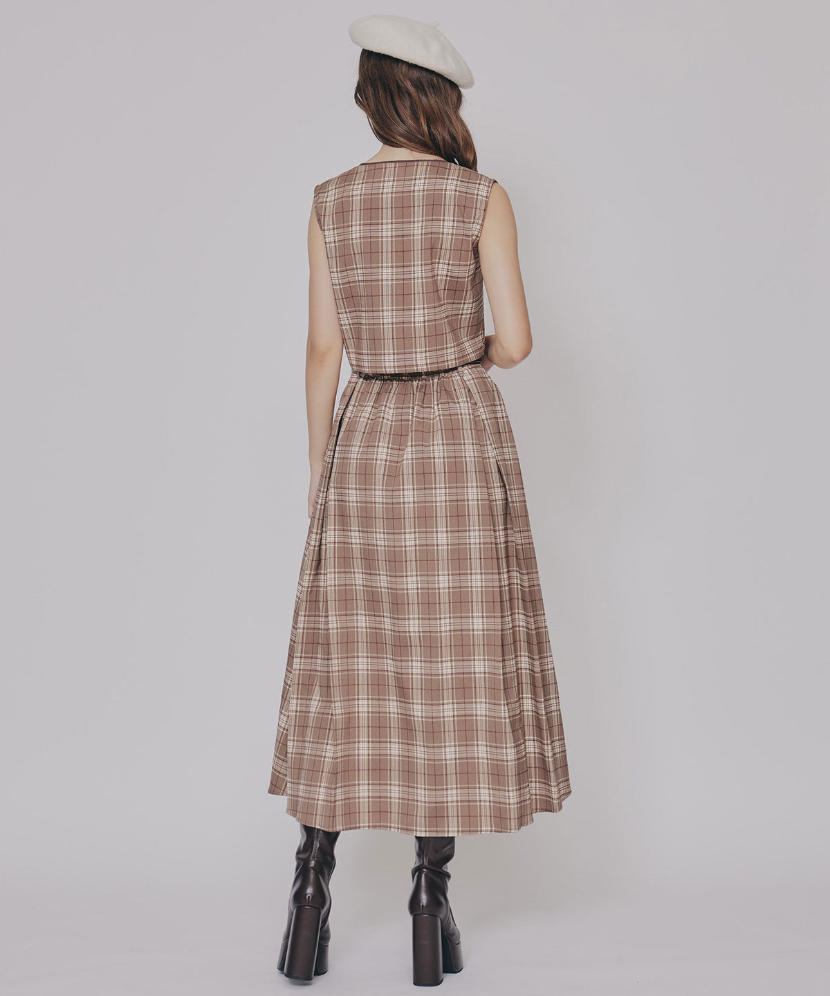 REDYAZEL「クラシカルチェックベスト&フレアスカートセットアップ」|ワンピース|