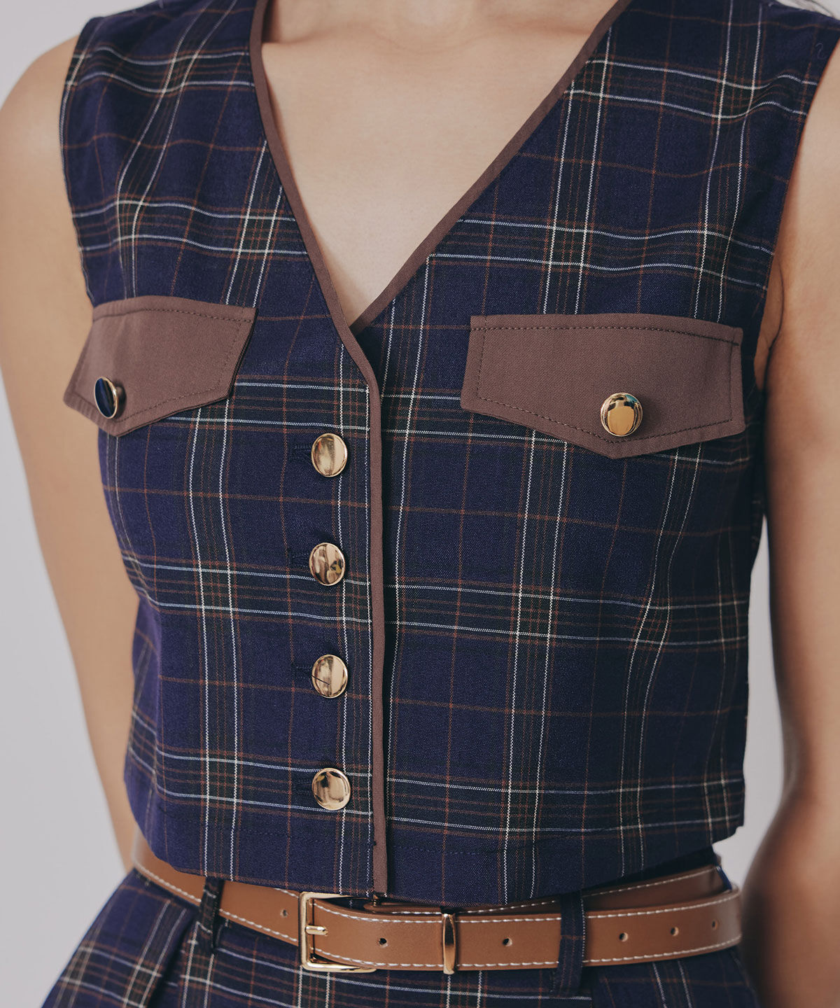 REDYAZEL「クラシカルチェックベスト&フレアスカートセットアップ」|ワンピース|