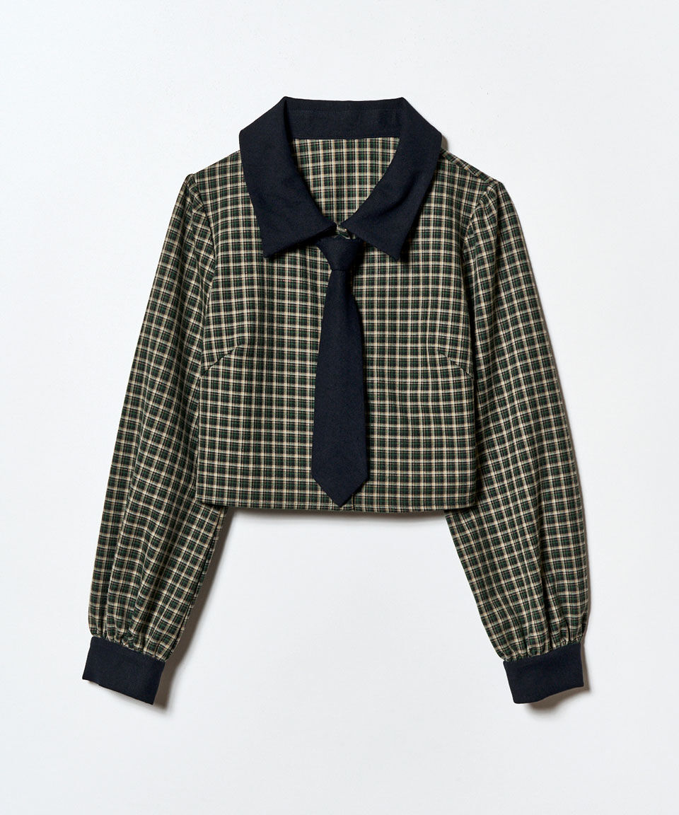 REDYAZEL「バイカラークラシックチェックブラウス&times;ミニスカートセットアップ」|ワンピース|