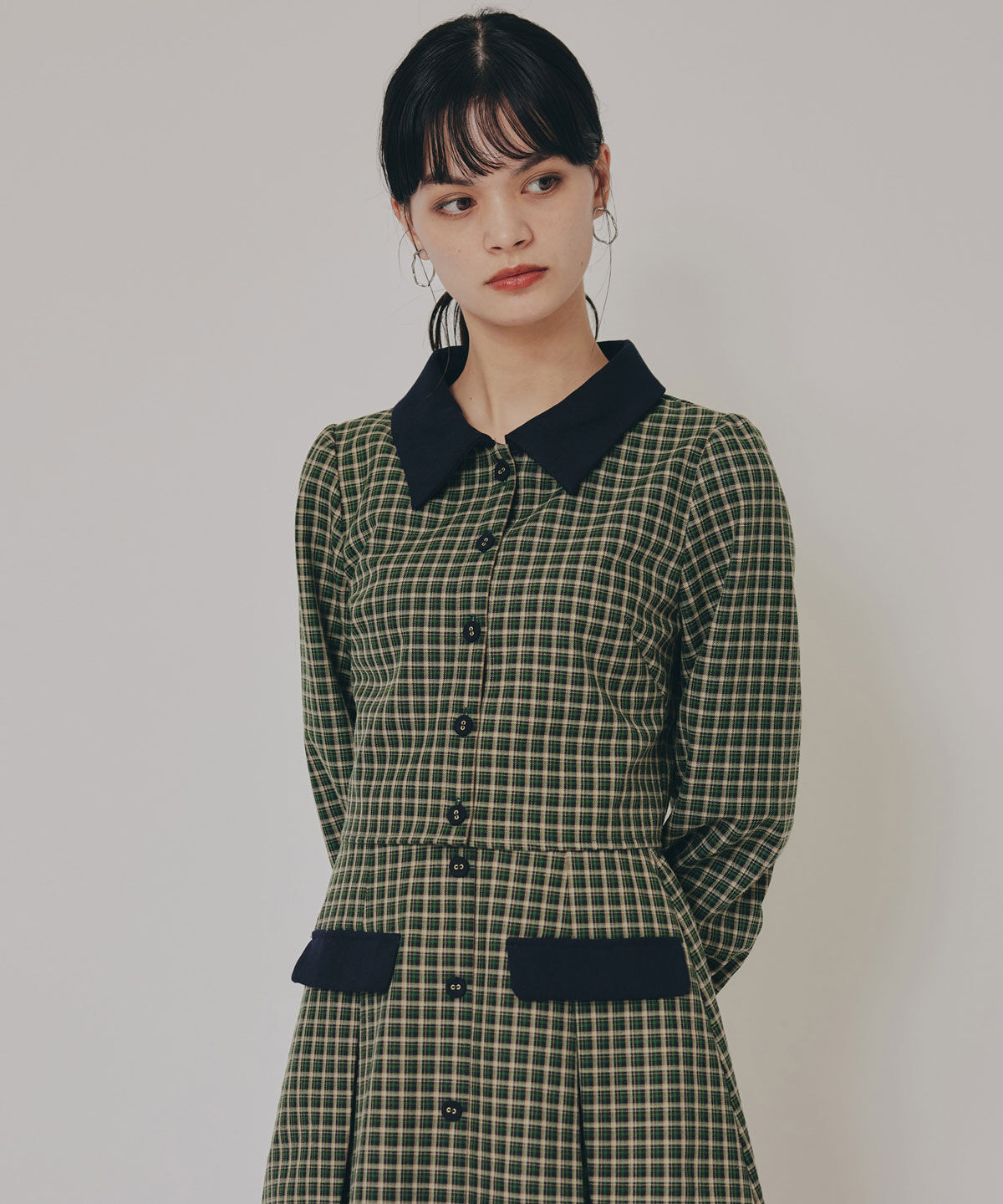 REDYAZEL「バイカラークラシックチェックブラウス&times;ミニスカートセットアップ」|ワンピース|