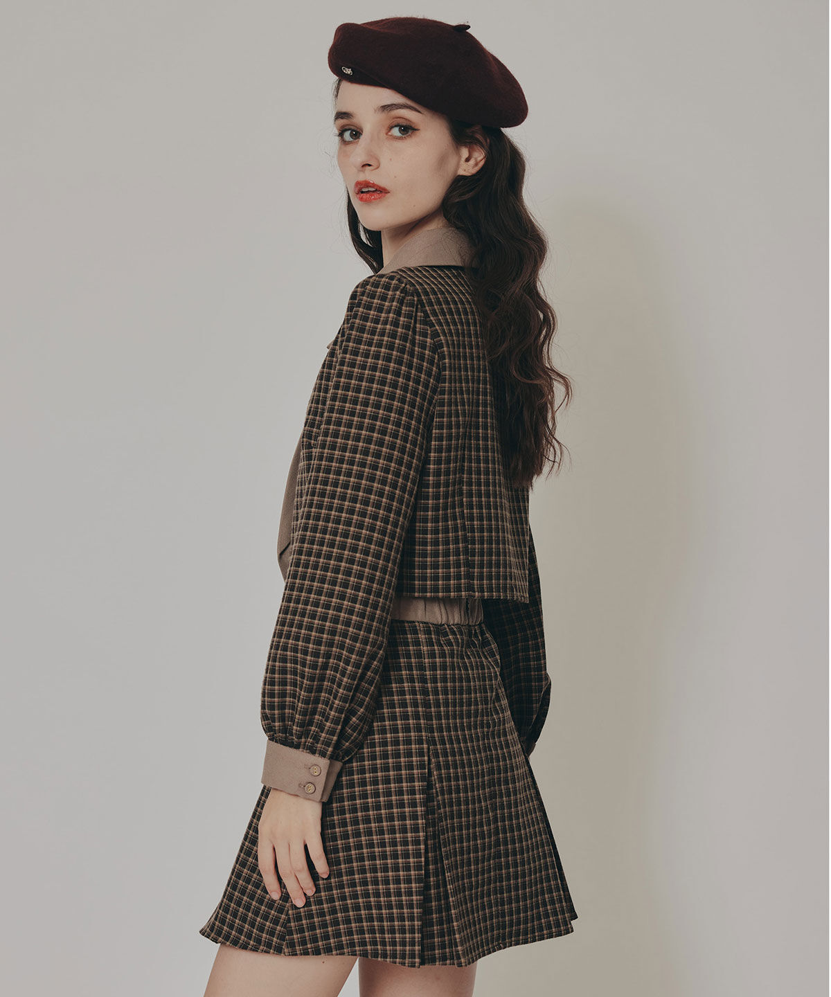 REDYAZEL「バイカラークラシックチェックブラウス&times;ミニスカートセットアップ」|ワンピース|