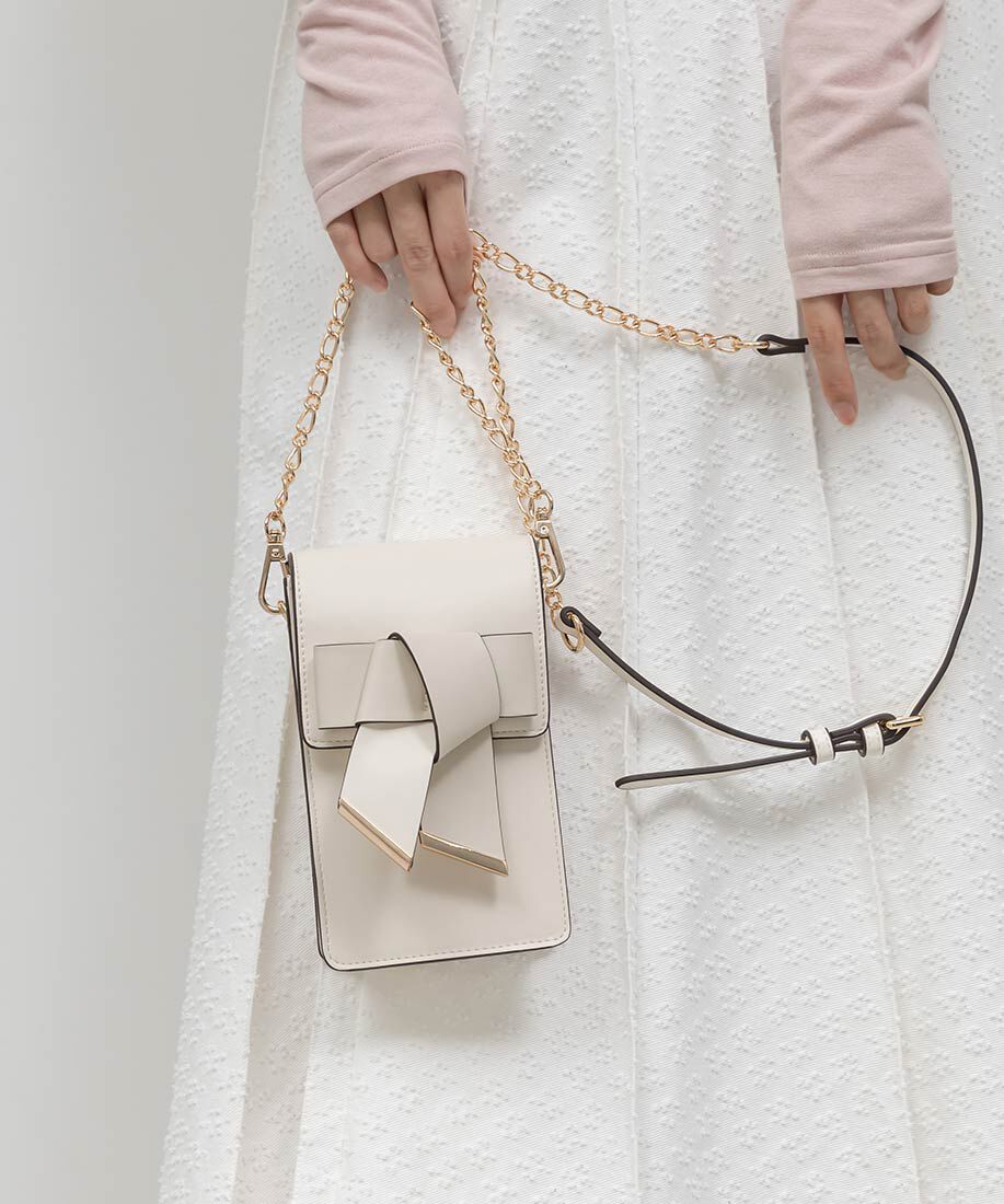  「リボンベルトミニショルダーバッグ」|ショルダー・メッセンジャー|アイボリー