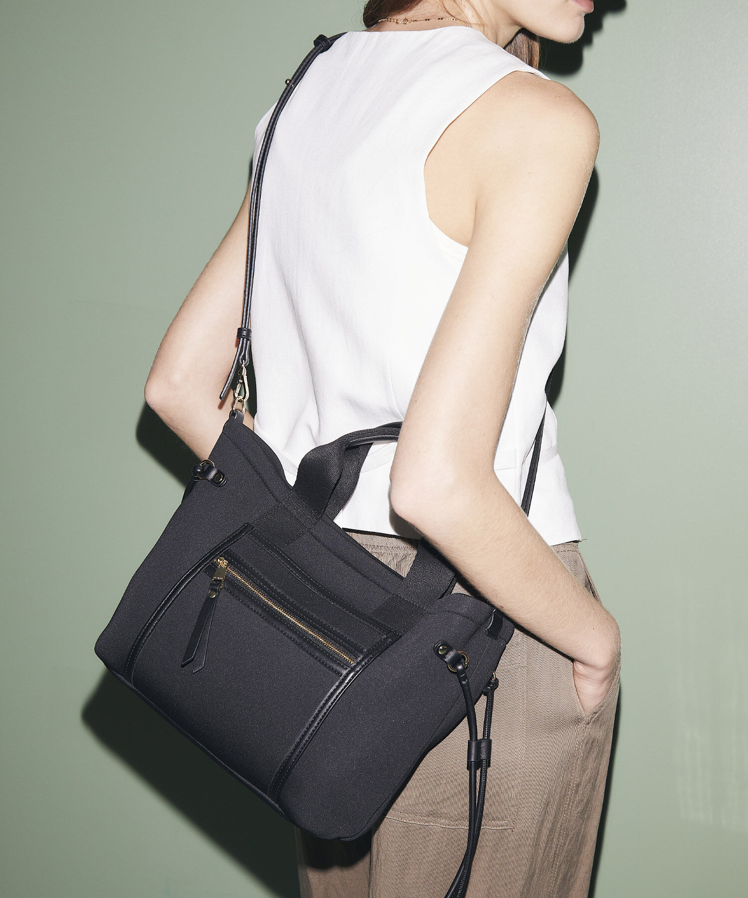 TOPKAPI TREASURE「【新色追加】【TREASURE TOPKAPI】ネオプレン フロントポケット 2way ショルダー付き ミニトートバッグ」|トートバッグ|