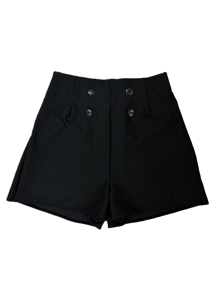 PEAK&PINE「無地ボタン付きAラインハイウエストショートパンツ」|ショーツ|