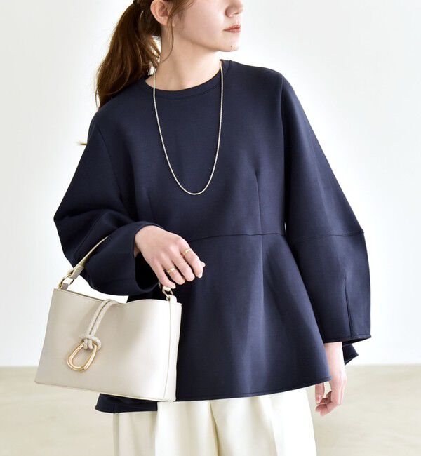 quaranciel「quaranciel:〈洗濯機可能〉ポンチ ペプラム スウェット プルオーバー」|スウェット・ジャージ|ネイビー