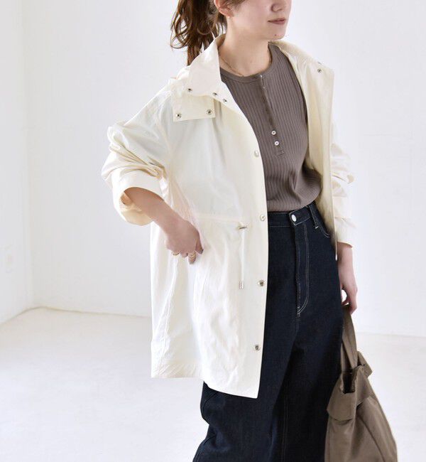 quaranciel「quaranciel:〈撥水加工/洗濯機可能〉ナイロン ドロスト フード ミディ ブルゾン」|その他|オフホワイト