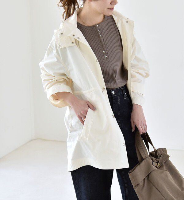 quaranciel「quaranciel:〈撥水加工/洗濯機可能〉ナイロン ドロスト フード ミディ ブルゾン」|その他|