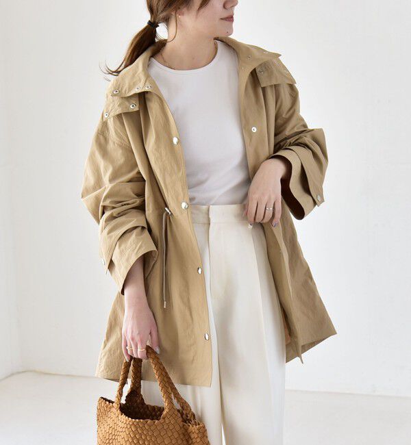 quaranciel「quaranciel:〈撥水加工/洗濯機可能〉ナイロン ドロスト フード ミディ ブルゾン」|その他|