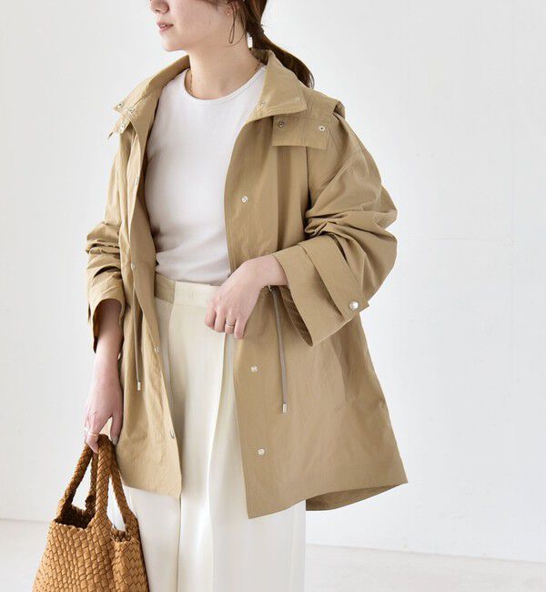 quaranciel「quaranciel:〈撥水加工/洗濯機可能〉ナイロン ドロスト フード ミディ ブルゾン」|その他|