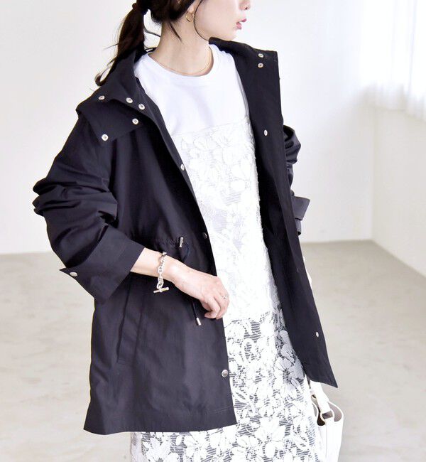 quaranciel「quaranciel:〈撥水加工/洗濯機可能〉ナイロン ドロスト フード ミディ ブルゾン」|その他|