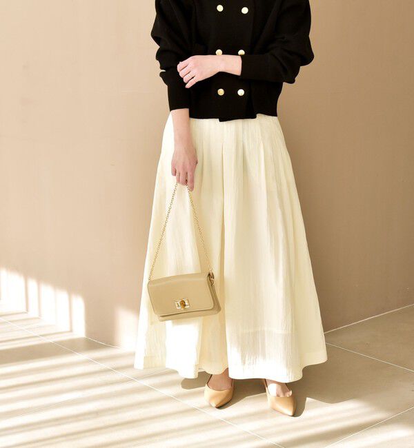 quaranciel「quaranciel:〈洗濯機可能〉ナイロン ステッチ タック フレア スカート」|スカート|