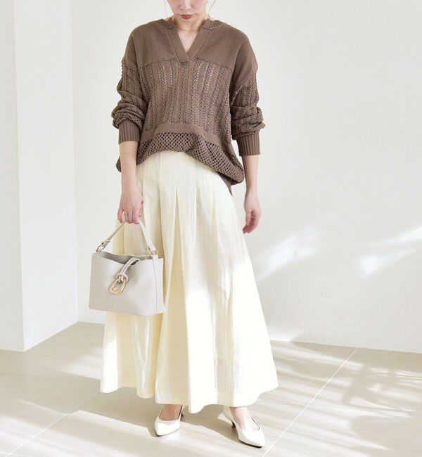 quaranciel「quaranciel:〈洗濯機可能〉ナイロン ステッチ タック フレア スカート」|スカート|