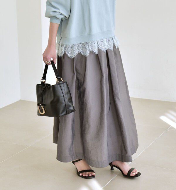 quaranciel「quaranciel:〈洗濯機可能〉ナイロン ステッチ タック フレア スカート」|スカート|