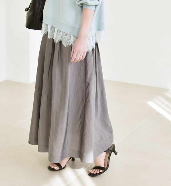 quaranciel「quaranciel:〈洗濯機可能〉ナイロン ステッチ タック フレア スカート」|スカート|