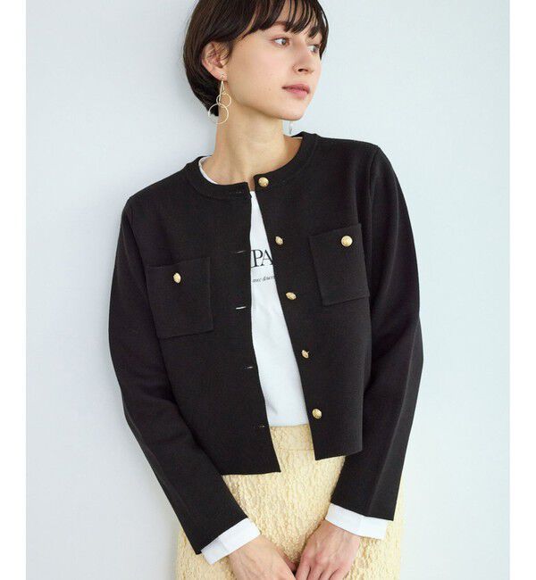 Rope&rsquo;Picnic「ミラノリブ金ボタンニットカーディガン」|カーディガン|ブラック系(03)