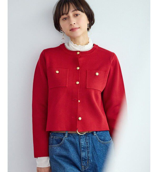 Rope&rsquo;Picnic「ミラノリブ金ボタンニットカーディガン」|カーディガン|レッド(60)
