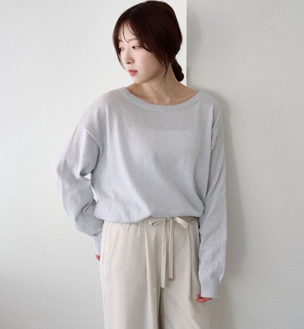  「シアーワイドニット」|ニット・セーター|ライトグレー