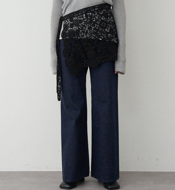  「【ainode】フレアパンツ」|デニム|インディゴブルー
