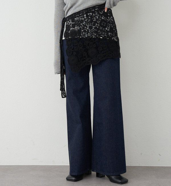  「【ainode】フレアパンツ」|デニム|