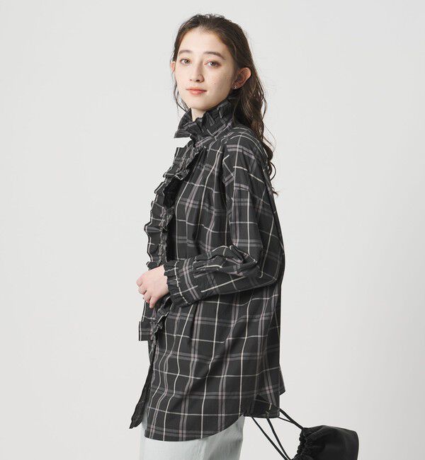 UNITED ARROWS「【別注】＜dahl&rsquo;ia＞チェック フリルブラウス」|シャツ・ブラウス|