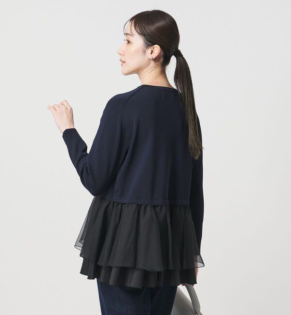 UNITED ARROWS「オーガンジー フリルコンビ ニット ‐ウォッシャブル‐」|ニット・セーター|