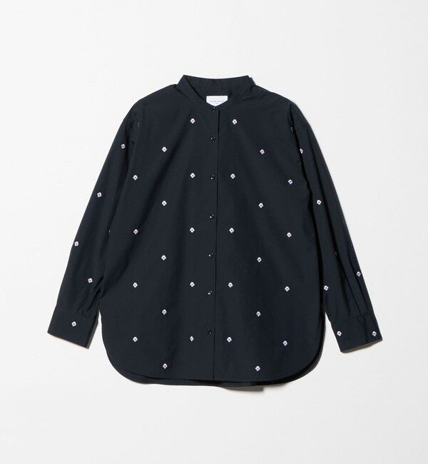 UNITED ARROWS「エンブロイダリーフラワー バンドカラー シャツ」|シャツ・ブラウス|