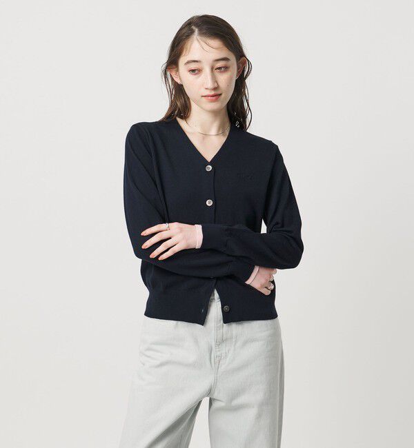 UNITED ARROWS「エンブロイダリー バイカラー カーディガン ‐ウォッシャブル‐」|カーディガン|