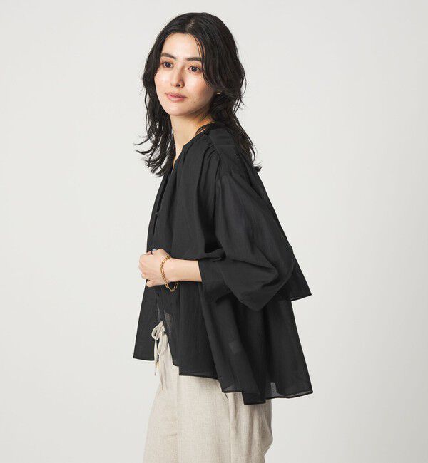 UNITED ARROWS green label relaxing「［size SHORTあり］ボイル レイヤー ギャザー ブラウス」|シャツ・ブラウス|