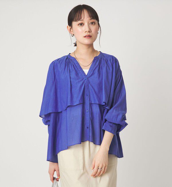 UNITED ARROWS green label relaxing「［size SHORTあり］ボイル レイヤー ギャザー ブラウス」|シャツ・ブラウス|